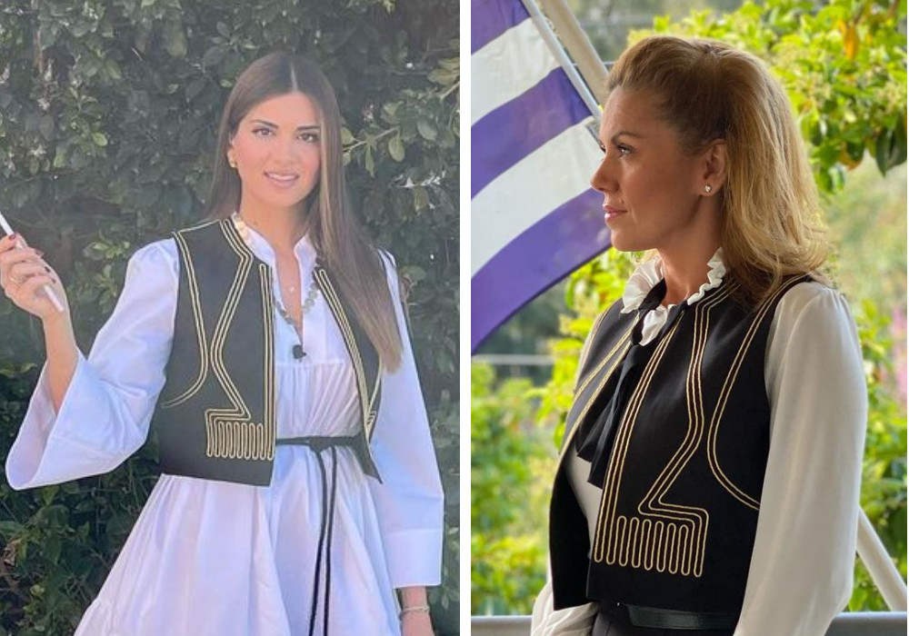 Ευγενία Μανωλίδου – Σταματίνα Τσιμτσιλή: Φόρεσαν το ίδιο γιλέκο για να τιμήσουν την 25η Μαρτίου